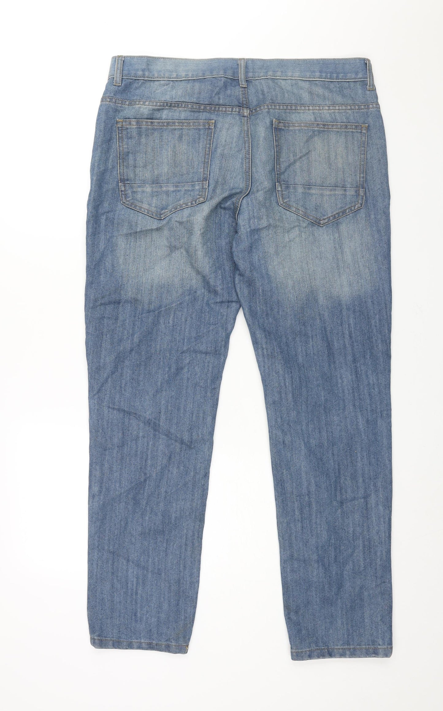 Denim & Co. Mens Blue Cotton Straight Jeans Size 36 in L30 in Slim Zip