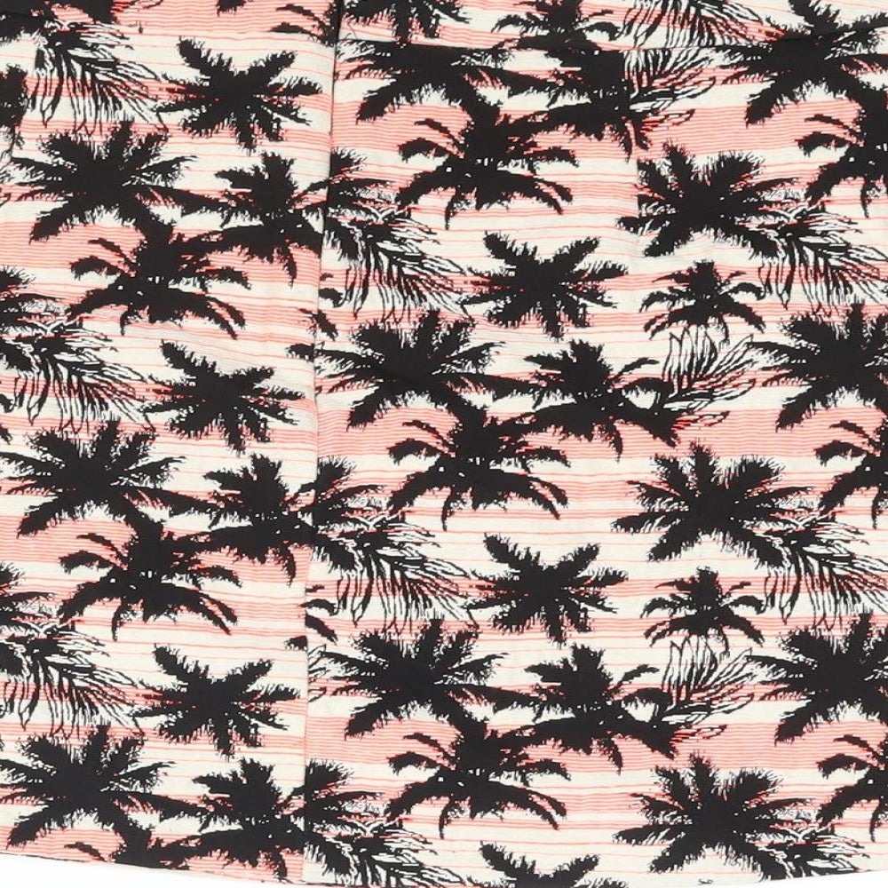 Topshop Womens Multicoloured Geometric Cotton A-Line Skirt Size 12 Zip - Palm Tree Print