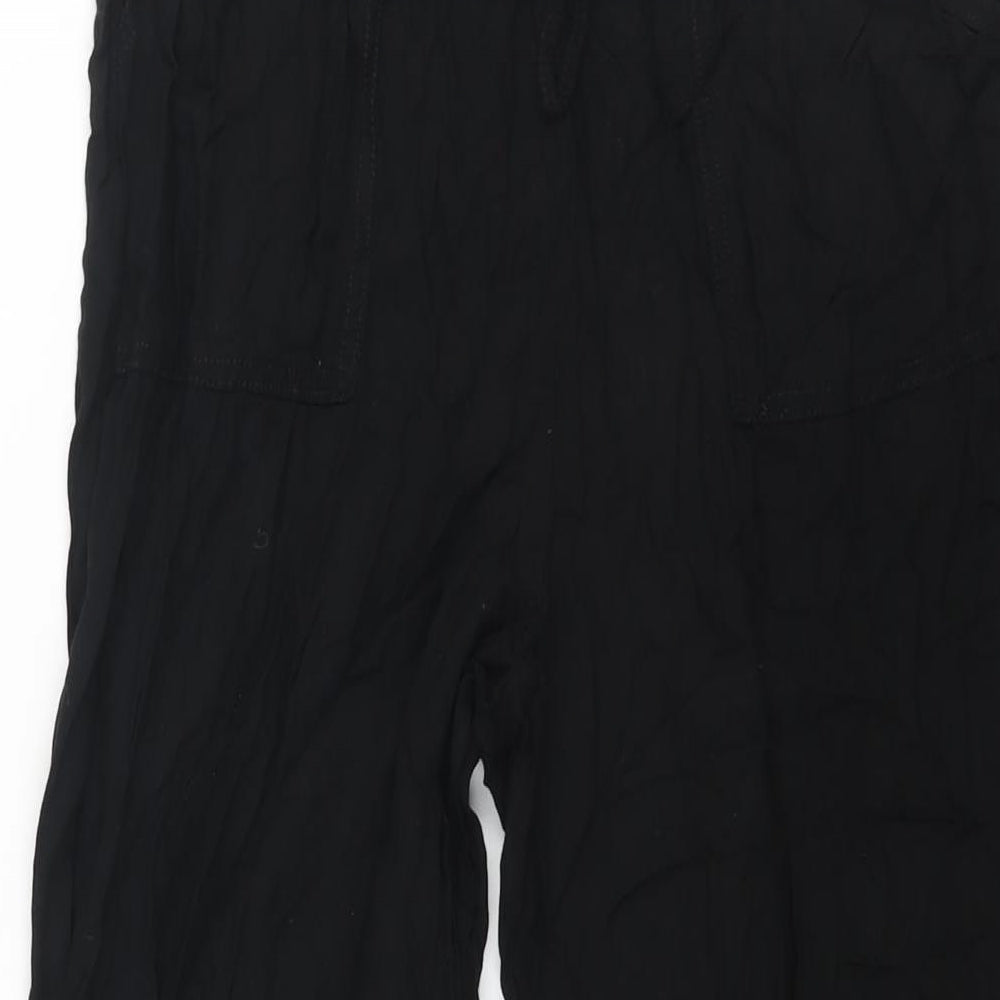 Divided by H&M Womens Black Viscose Trousers Size 12 L26 in Regular Drawstring