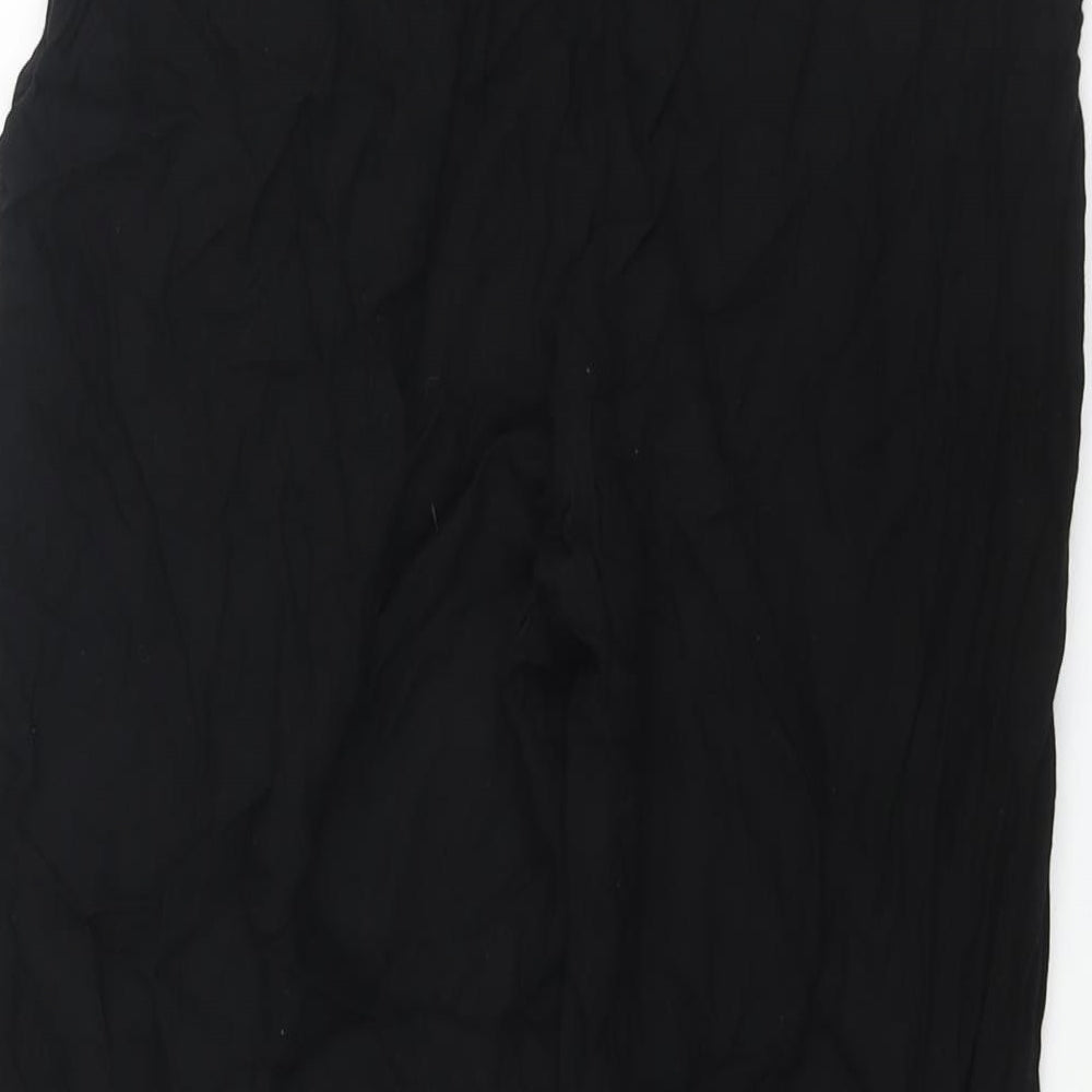 Divided by H&M Womens Black Viscose Trousers Size 12 L26 in Regular Drawstring