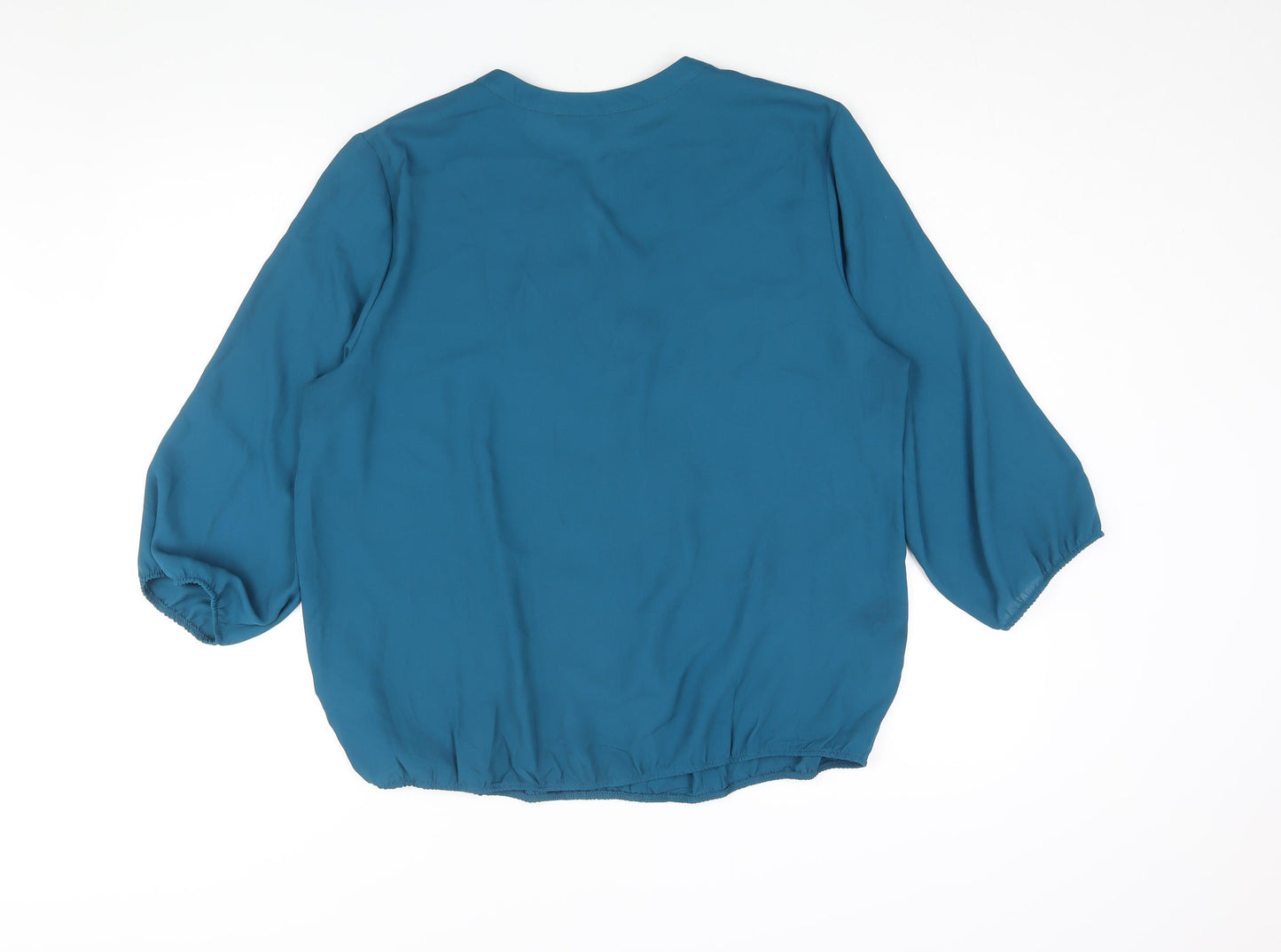 Bonmarché Womens Blue Polyester Basic Blouse Size 18 V-Neck - Pleat Detail