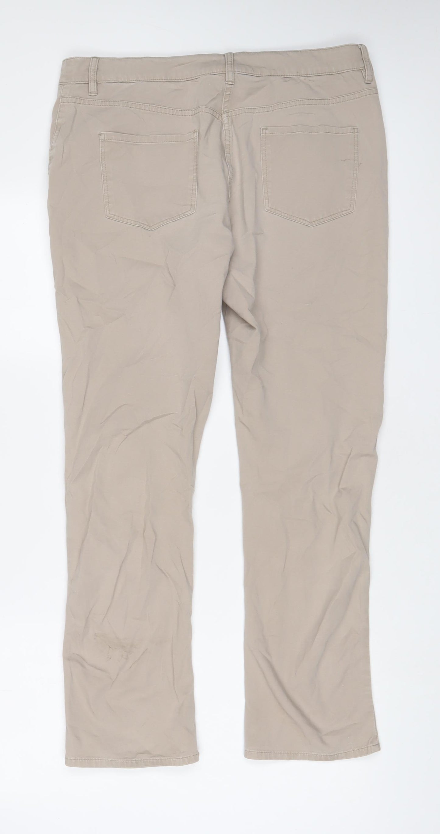 Maine Womens Beige Cotton Trousers Size 14 L29 in Regular Zip - Buttons