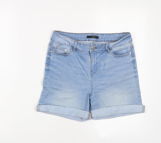 George Womens Blue Cotton Basic Shorts Size 10 L4 in Regular Zip