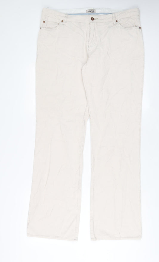 Cherokee Womens Beige Cotton Trousers Size 16 L33 in Regular Zip