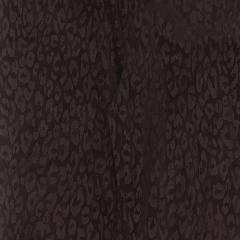 NEXT Womens Brown Animal Print Cotton Trousers Size 12 L30 in Regular Zip