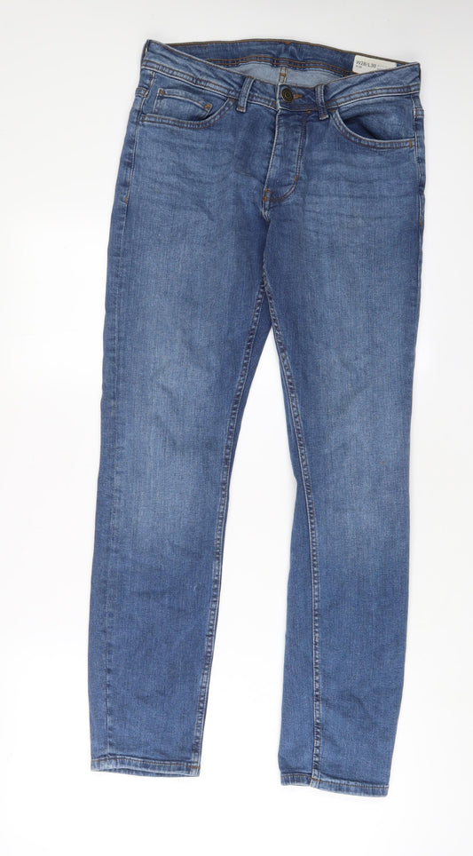 Denim & Co. Mens Blue Cotton Straight Jeans Size 28 in L30 in Slim Button