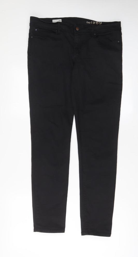 Gap Mens Black Cotton Skinny Jeans Size 30 in L32 in Regular Zip - Long Leg