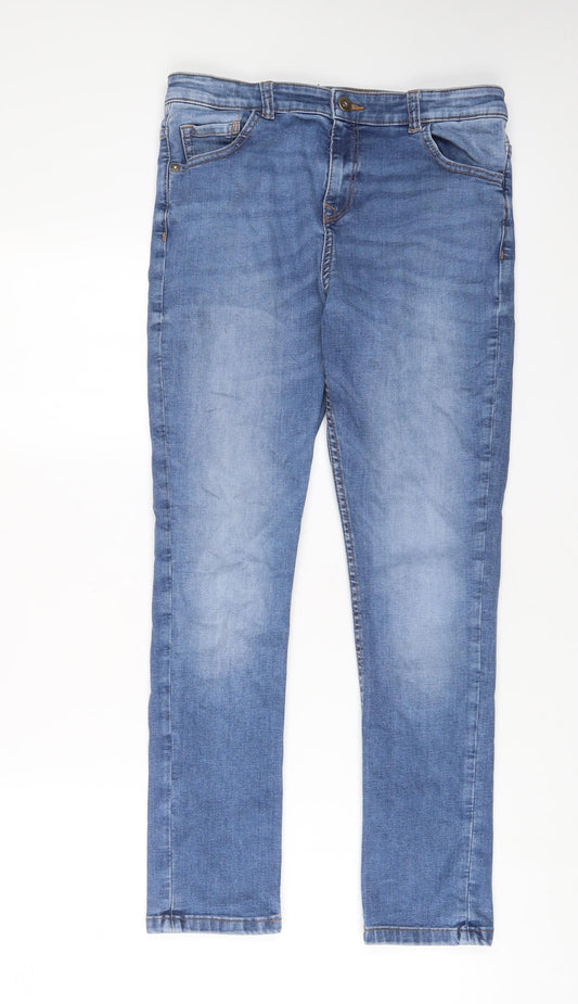 Marks and Spencer Girls Blue Chlorofibre Skinny Jeans Size 13-14 Years L28 in Regular Zip