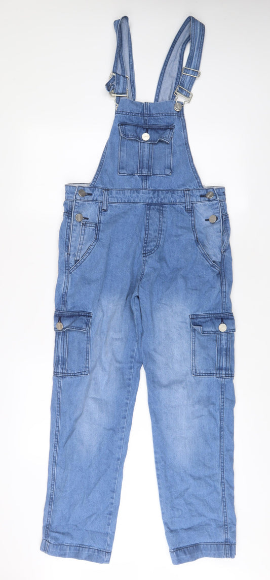 Wash Clothing.Co Womens Blue Cotton Dungaree One-Piece Size 8 Button