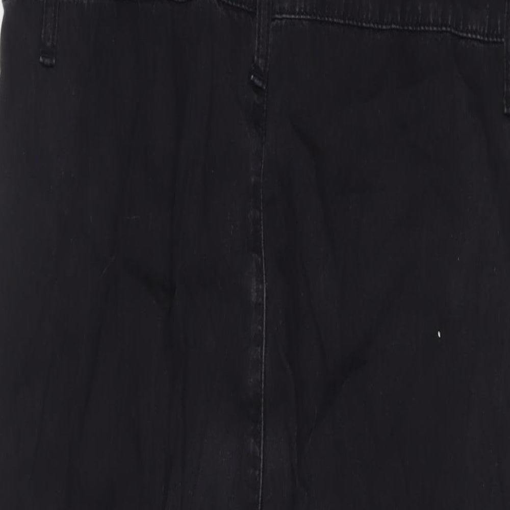 Denim & Co. Womens Black Cotton Jumpsuit One-Piece Size 12 L27 in Button