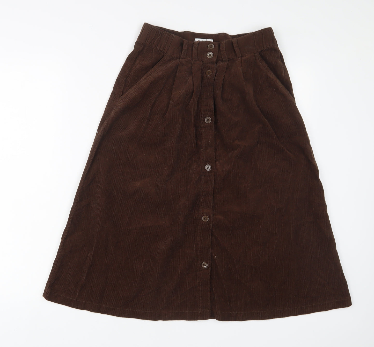 Damart Womens Brown Cotton A-Line Skirt Size 10 Button