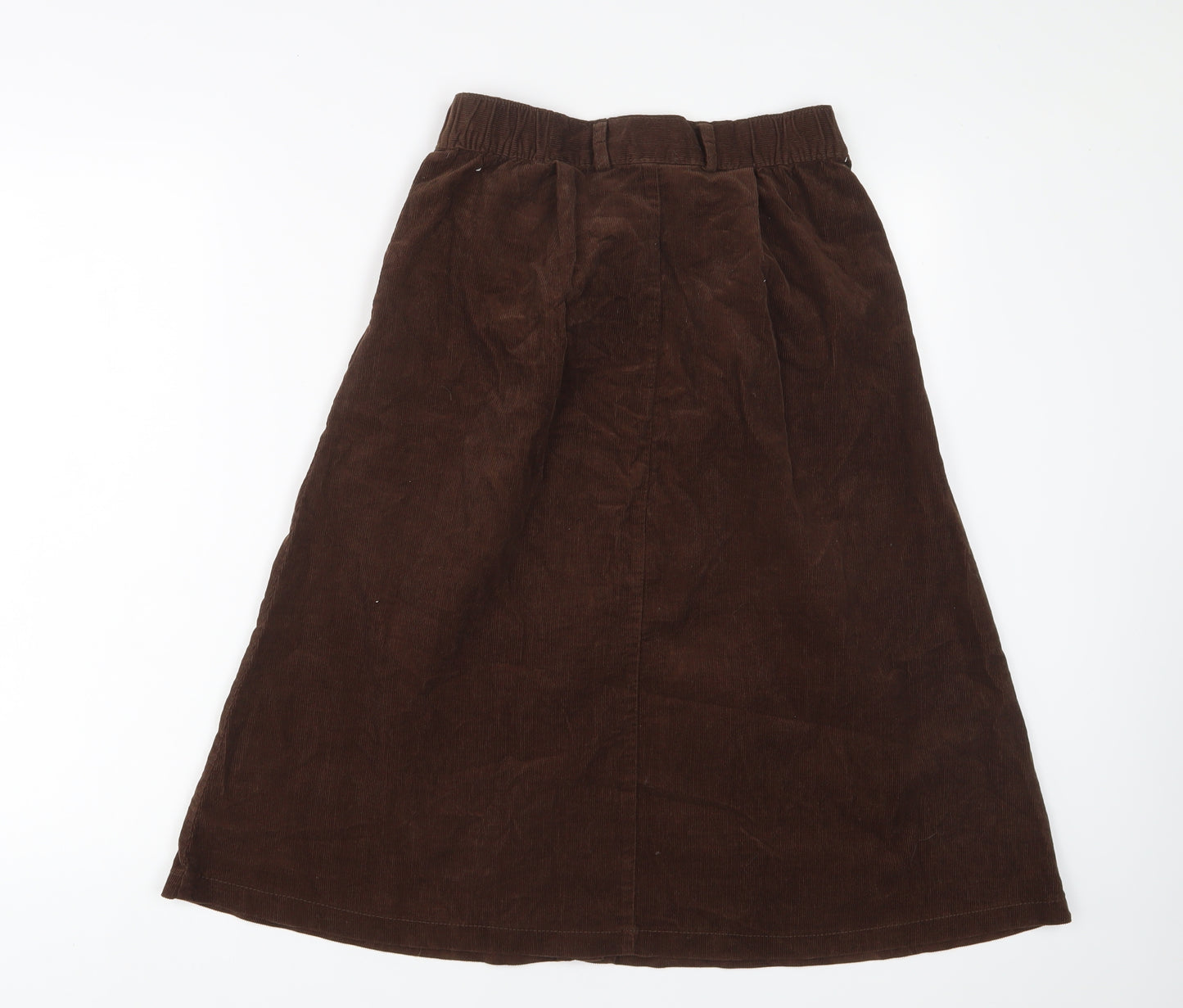 Damart Womens Brown Cotton A-Line Skirt Size 10 Button