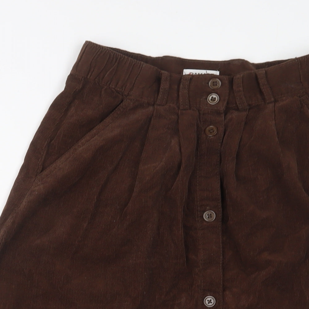 Damart Womens Brown Cotton A-Line Skirt Size 10 Button