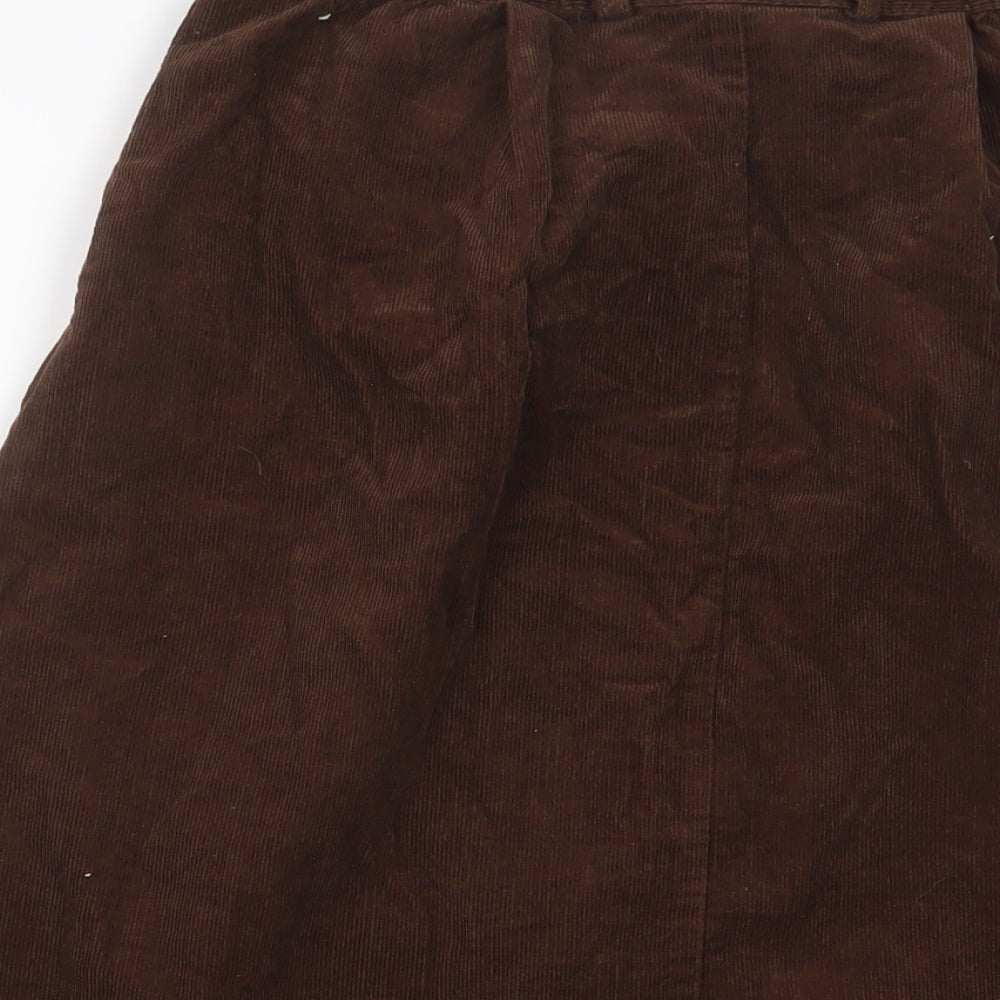 Damart Womens Brown Cotton A-Line Skirt Size 10 Button