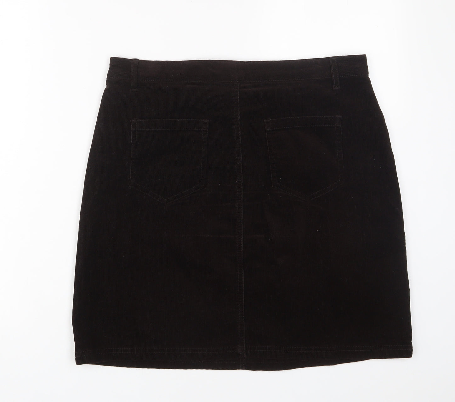 John Lewis Womens Brown Cotton A-Line Skirt Size 12 Zip