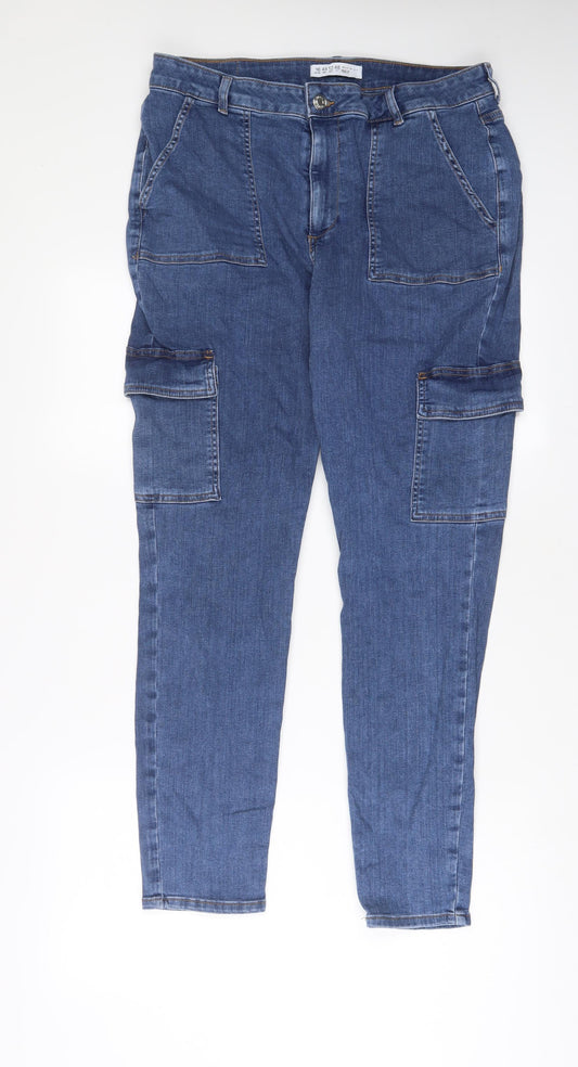 Denim & Co. Womens Blue Cotton Skinny Jeans Size 16 L29 in Regular Zip