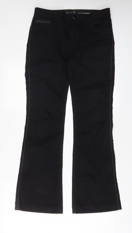 Per Una Womens Black Cotton Bootcut Jeans Size 10 L30 in Regular Zip