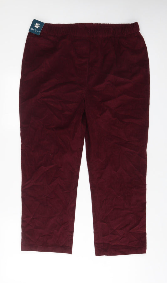 Amber Womens Red Cotton Trousers Size 18 L25 in Regular