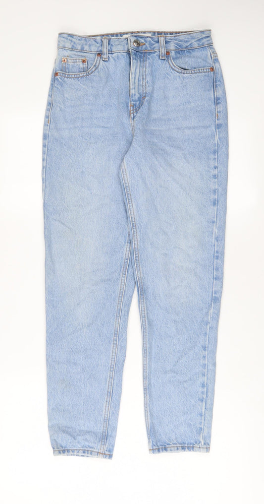 Topshop Womens Blue Cotton Straight Jeans Size 26 in L30 in Regular Zip