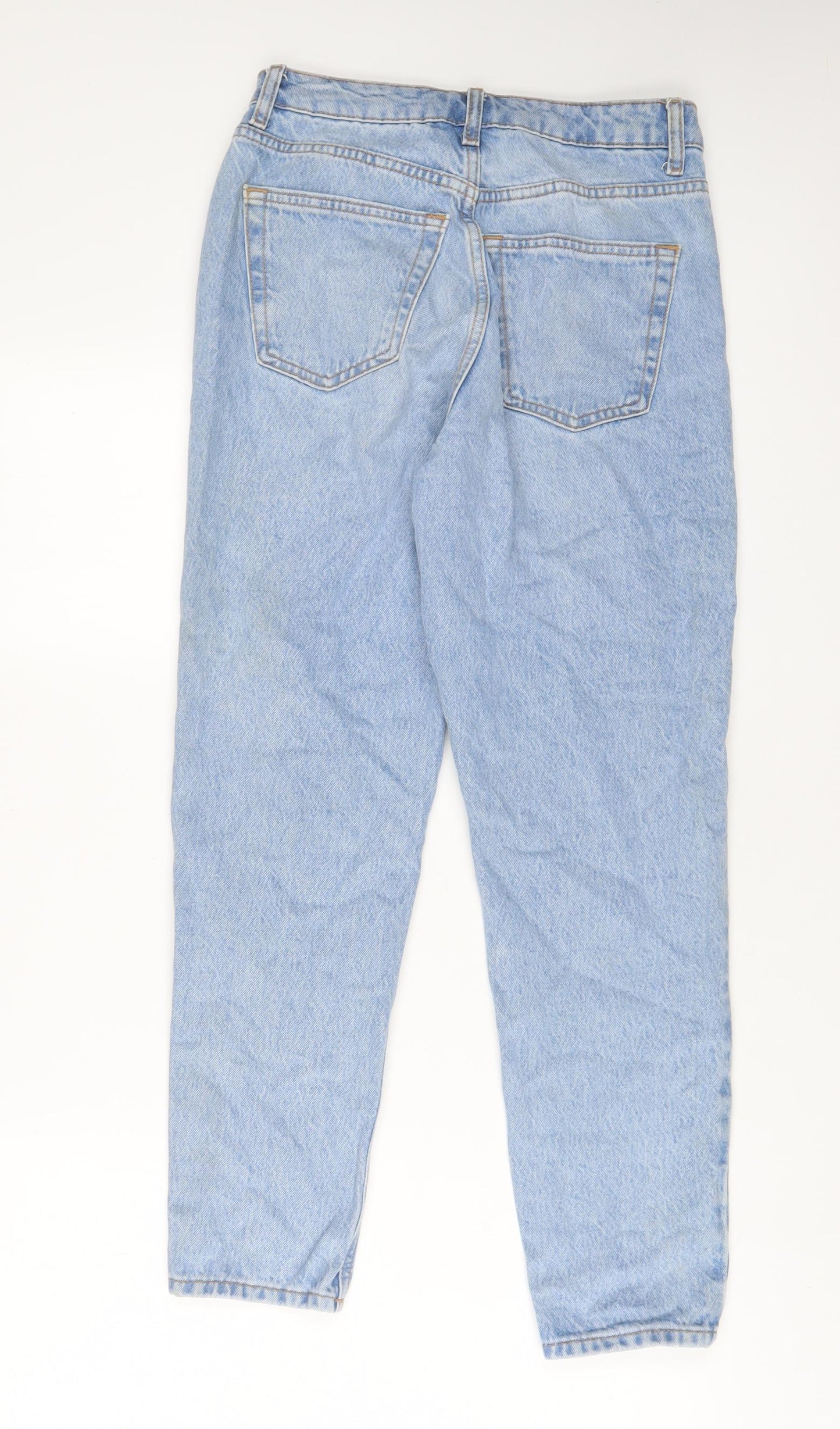 Topshop Womens Blue Cotton Straight Jeans Size 26 in L30 in Regular Zip