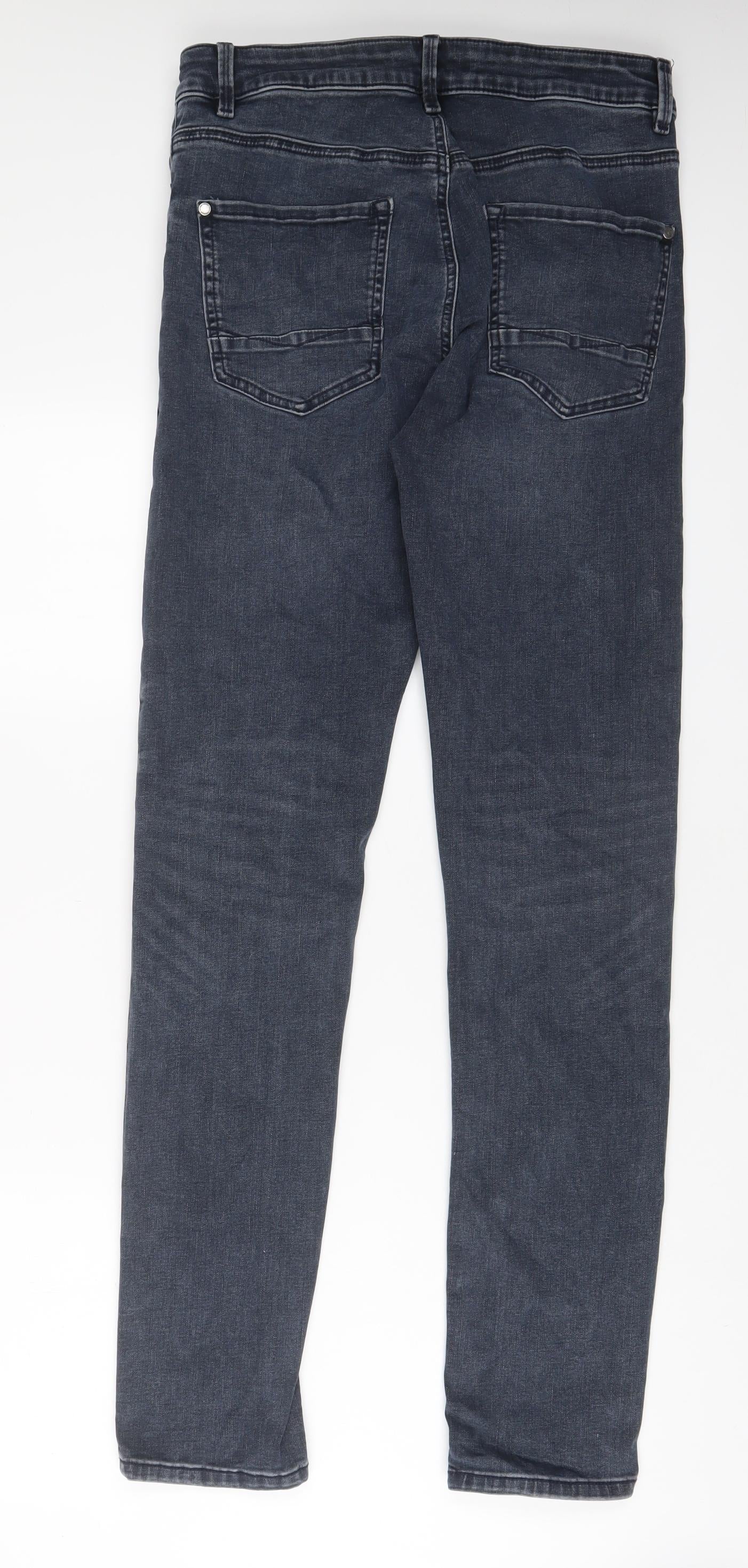 NEXT Mens Blue Cotton Skinny Jeans Size 32 in L35 in Regular Zip - Long Leg