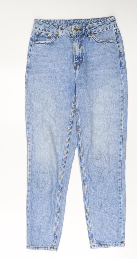 Topshop Womens Blue Cotton Tapered Jeans Size 26 in L30 in Regular Zip