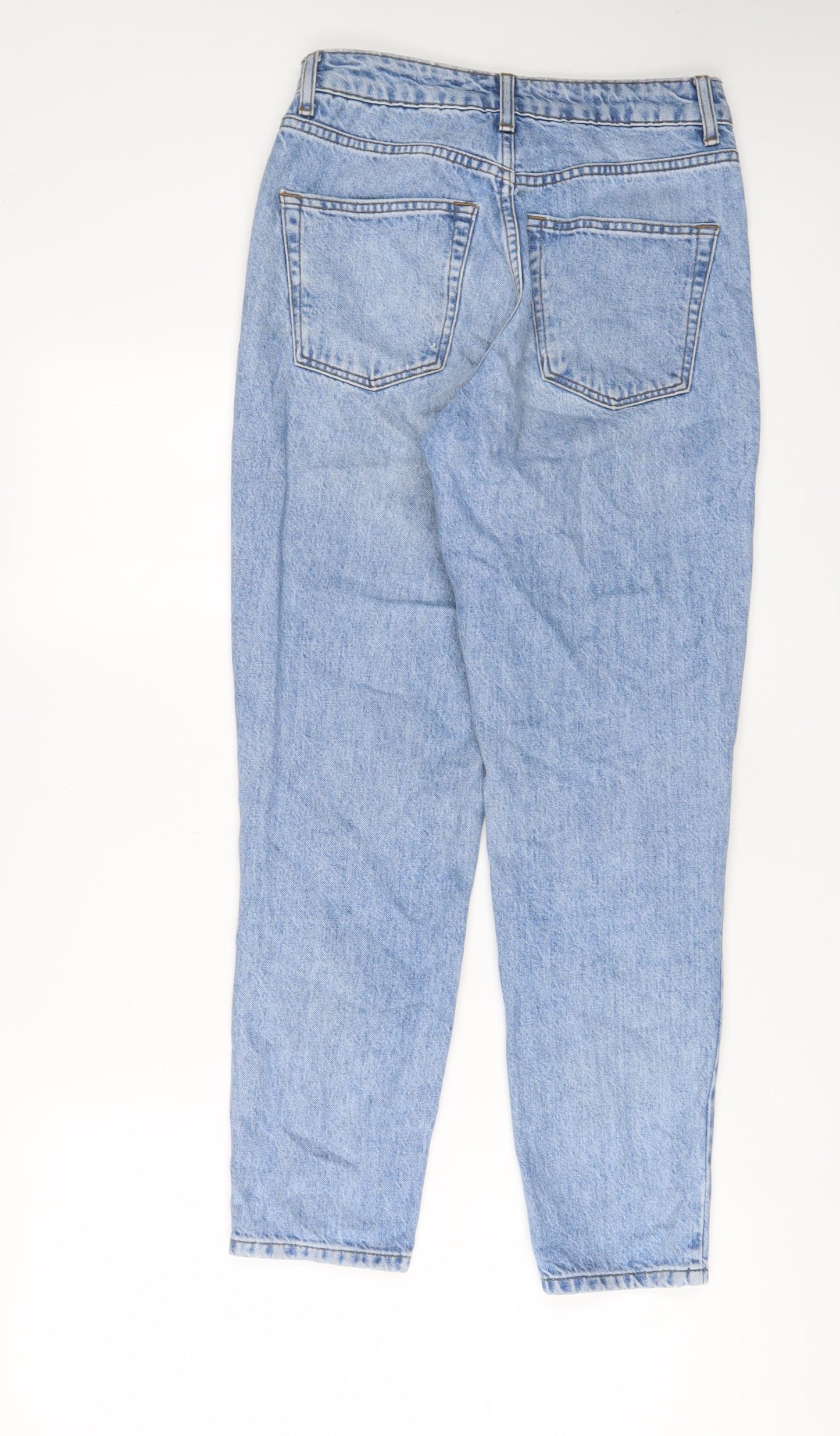 Topshop Womens Blue Cotton Tapered Jeans Size 26 in L30 in Regular Zip