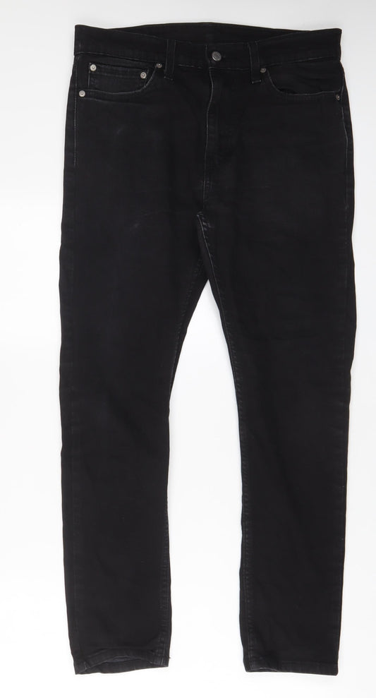 Levi's Mens Black Cotton Straight Jeans Size 32 in L30 in Regular Zip