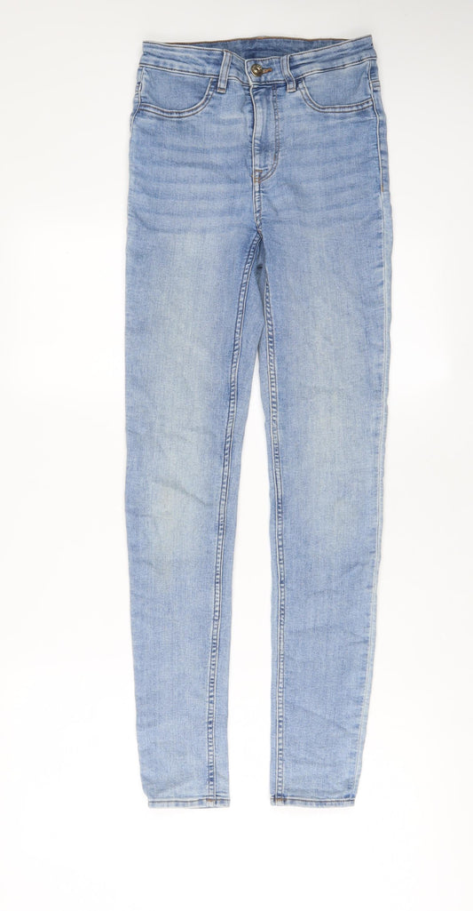 H&M Womens Blue Cotton Skinny Jeans Size 6 L30 in Regular Zip