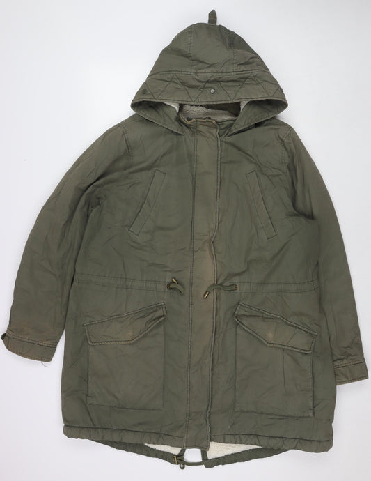 Marks and Spencer Womens Green Parka Jacket Size 22 Zip