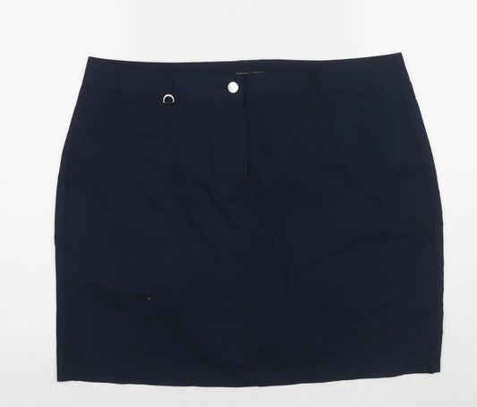 Dorothy Perkins Womens Blue Cotton A-Line Skirt Size 16 Zip