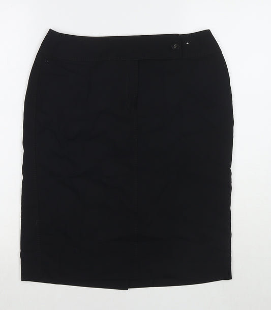 NEXT Womens Black Polyacrylate Fibre A-Line Skirt Size 12 Zip