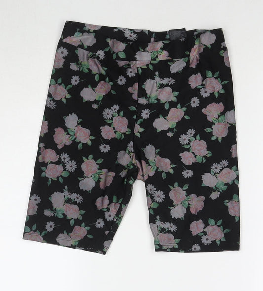 Divided by H&M Womens Black Floral Polyester Compression Shorts Size M L8 in Regular Pull On