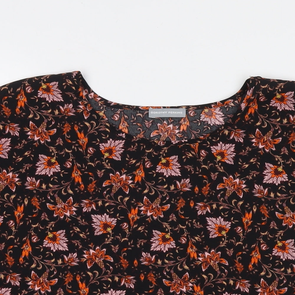 Dorothy Perkins Womens Multicoloured Floral Polyester Basic Blouse Size 18 Round Neck