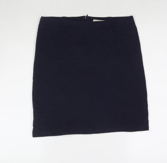 Boden Womens Blue Cotton A-Line Skirt Size 10 Zip