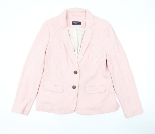 Marks and Spencer Womens Pink Jacket Blazer Size 14 Button