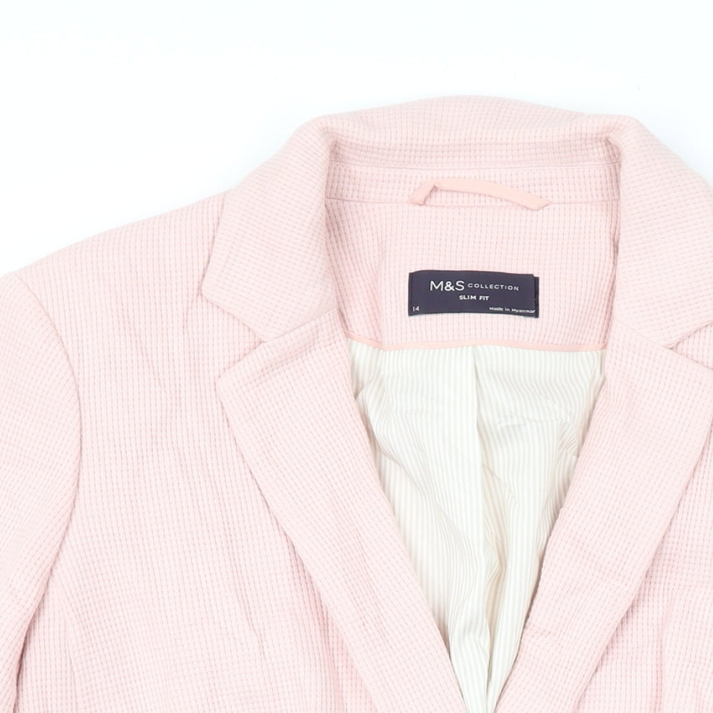 Marks and Spencer Womens Pink Jacket Blazer Size 14 Button