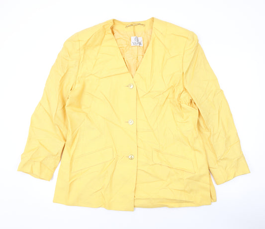 Viyella Womens Yellow Jacket Blazer Size 18 Button