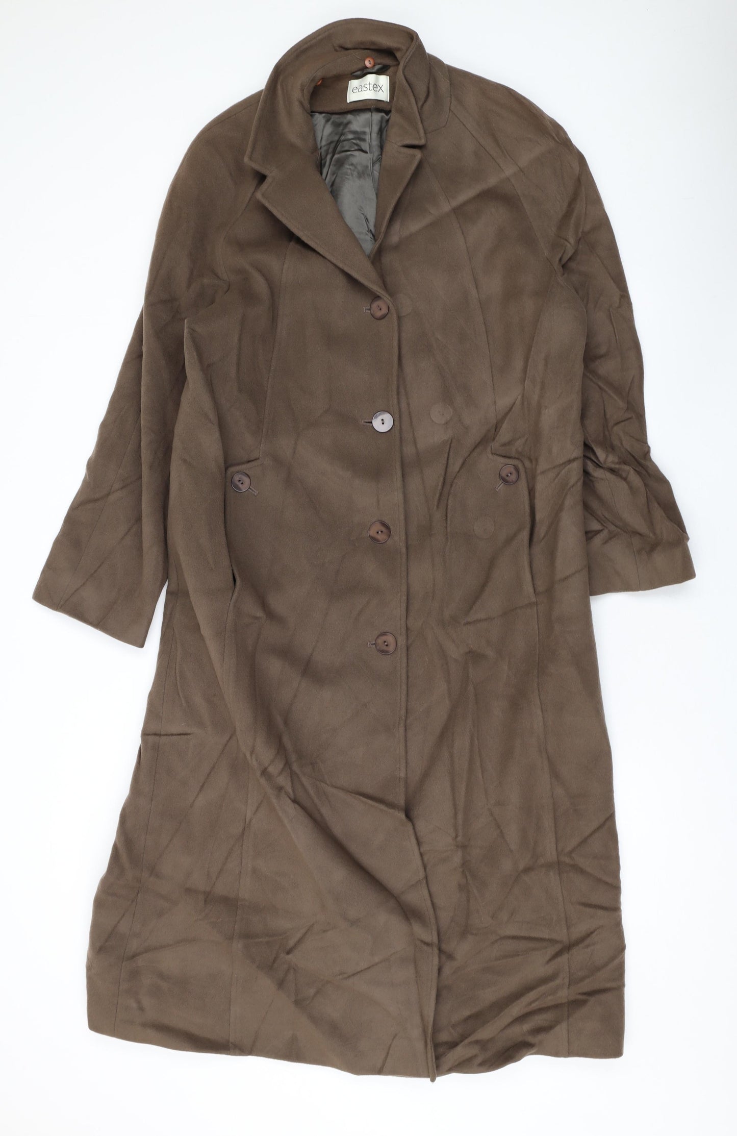 Eastex Womens Brown Overcoat Coat Size 14 Button