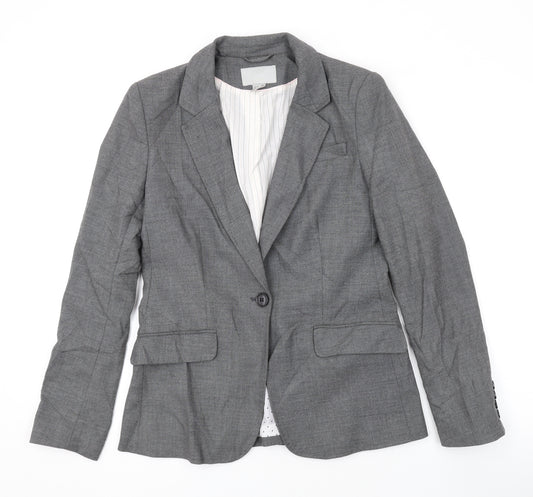 H&M Womens Grey Jacket Blazer Size 10 Button