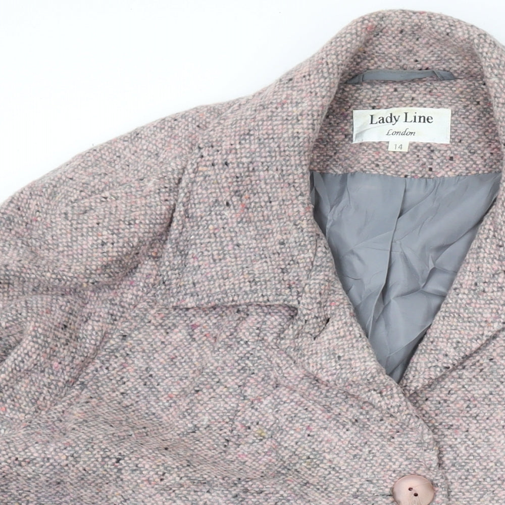 Lady Line Womens Pink Overcoat Coat Size 14 Button