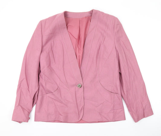 Miss Smith Womens Pink Kimono Blazer Size 14 Button