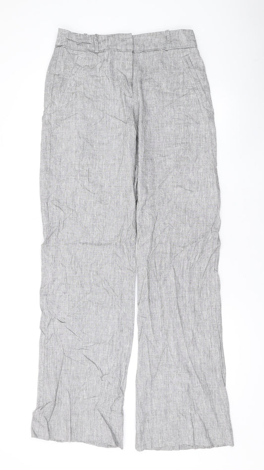 Long Tall Sally Womens Grey Linen Dress Pants Trousers Size 10 L31 in Regular Zip