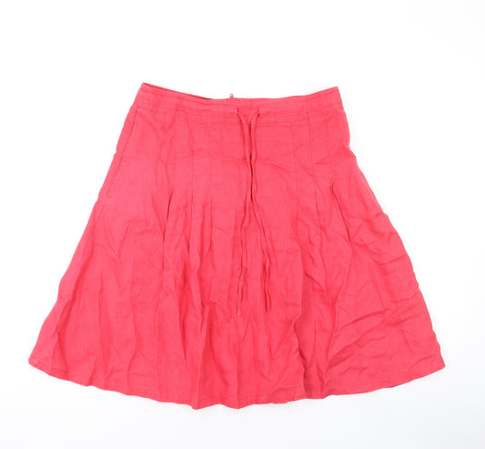 Divided by H&M Womens Pink Linen Skater Skirt Size 6 Zip