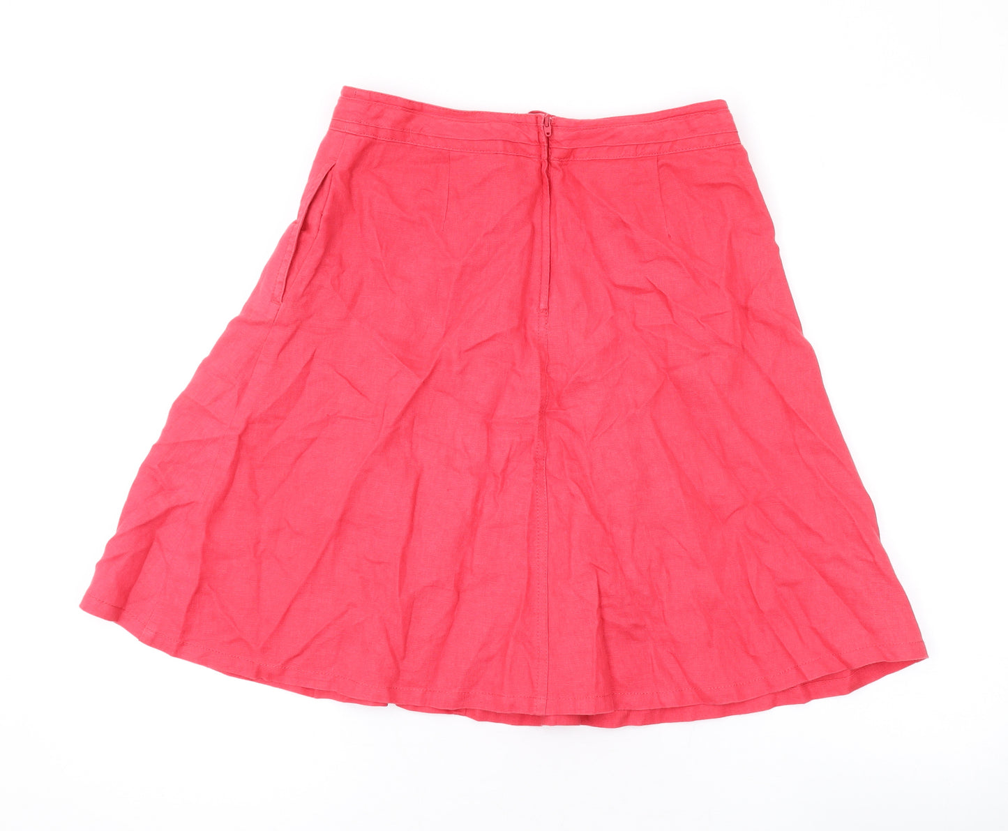 Divided by H&M Womens Pink Linen Skater Skirt Size 6 Zip