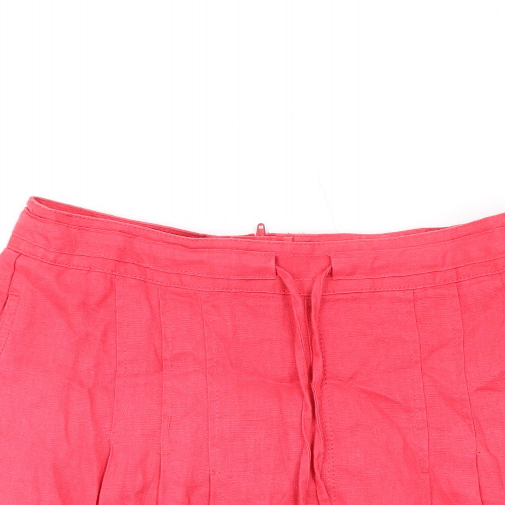 Divided by H&M Womens Pink Linen Skater Skirt Size 6 Zip