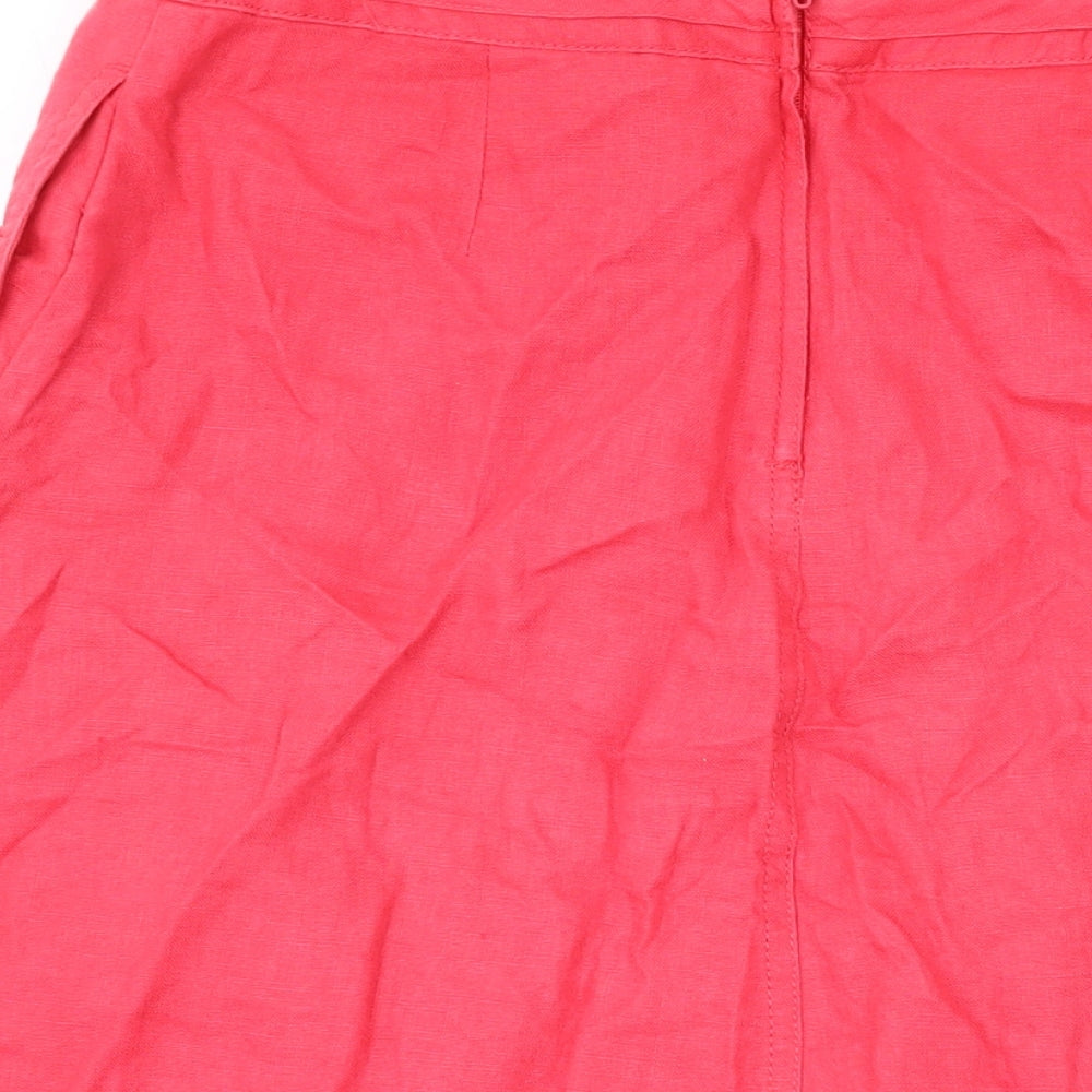 Divided by H&M Womens Pink Linen Skater Skirt Size 6 Zip