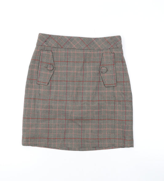 NEXT Womens Brown Plaid Polyester Mini Skirt Size 6 Zip