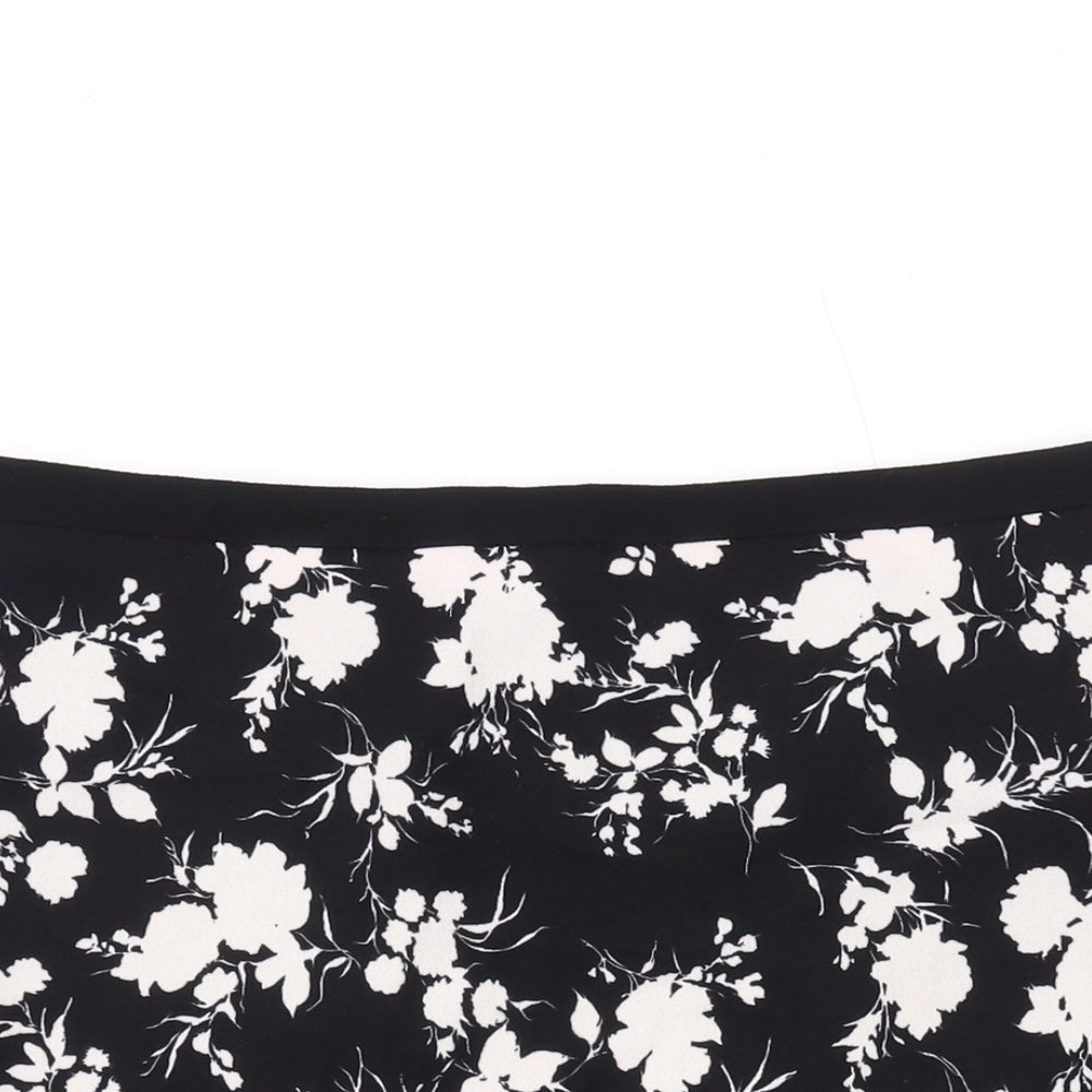 Oasis Womens Black Floral Polyester Mini Skirt Size 12 Zip