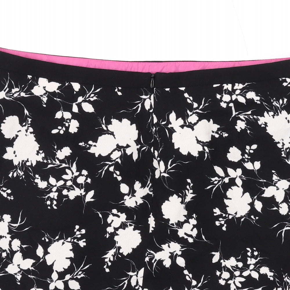 Oasis Womens Black Floral Polyester Mini Skirt Size 12 Zip